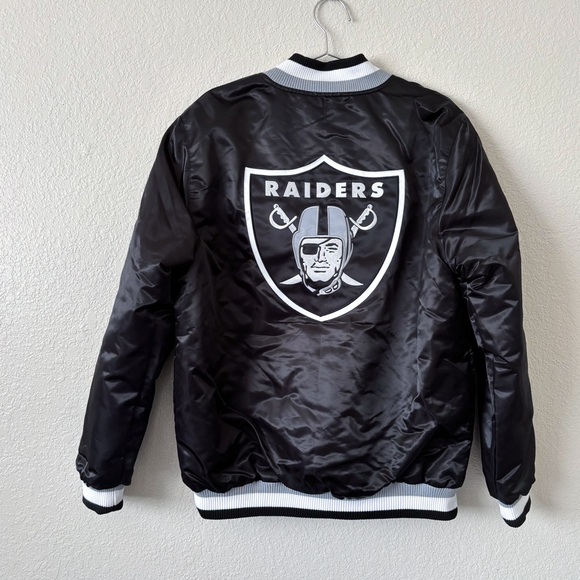 Raiders Black Label Starter Jacket Men M Satin Bomber Oakland Las